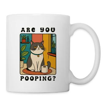 Are You Pooping Funny Grumpy Cat Bathroom Sign - Coffee/Tea Mug - white - Right