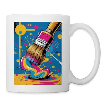 Vivid Splash Paintbrush - Coffee/Tea Mug - white - Right