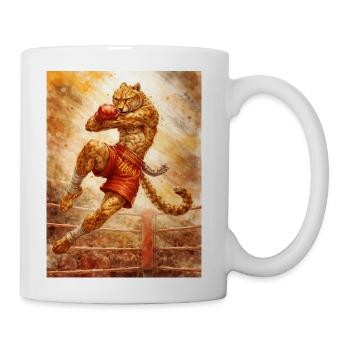 Cheetah Boxer in Ring Action - Coffee/Tea Mug - white - Right