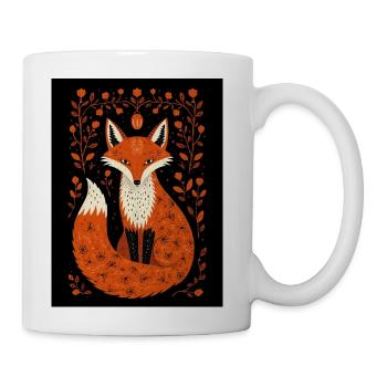 Floral Fox in Autumn Frame - Coffee/Tea Mug - white - Right