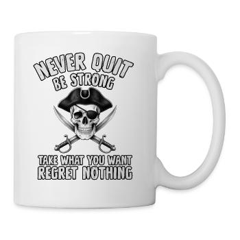 Never Quit Pirate Skull Motif - Coffee/Tea Mug - white - Right