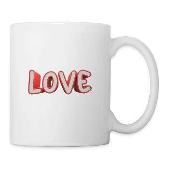 text love bold font red and white color 3d - Coffee/Tea Mug - white - Right