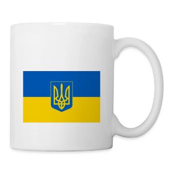 Flag Of Ukraine With Coat Of Arms - Coffee/Tea Mug - white - Right