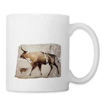 prehistoric cattle cave painting - Coffee/Tea Mug - white - Right