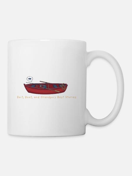 Bait, Boat, Grandpa's Tales - Coffee/Tea Mug - white