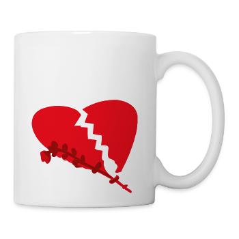 Broken Heart With Wilted Flower Vector 3 Colors - Coffee/Tea Mug - white - Right