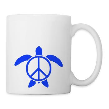 Water Turtle Peace Victory Love Cute Symbol Logo - Coffee/Tea Mug - white - Right