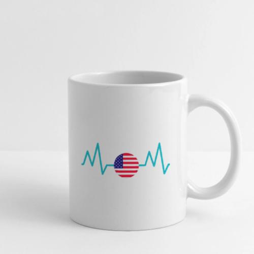 Heartbeat USA Flag – Patriotic American Pride Tee - Coffee/Tea Mug