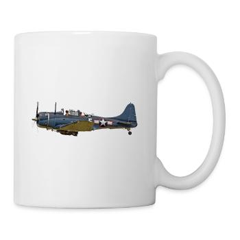 Blue WW2 Fighter Plane Print - Coffee/Tea Mug - white - Right