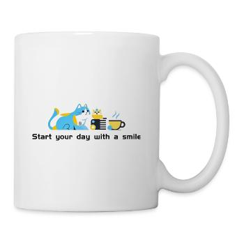 Blue Cat Café Morning - Coffee/Tea Mug - white - Right