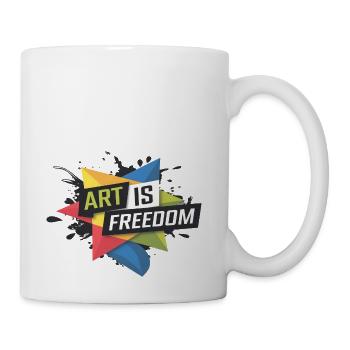 Bold "Art is Freedom" Creative Expression Design - Coffee/Tea Mug - white - Right
