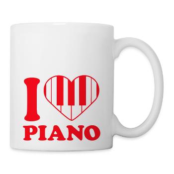I love Grand Piano Heart Organ Keyboard Music Logo - Coffee/Tea Mug - white - Right