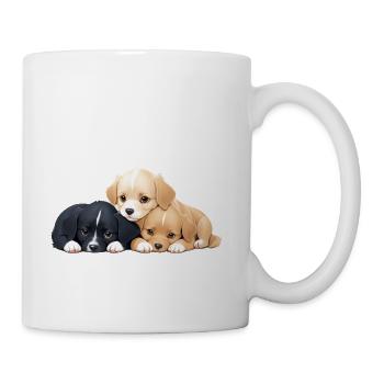 snuggle puppy pile cute dogs - Coffee/Tea Mug - white - Right