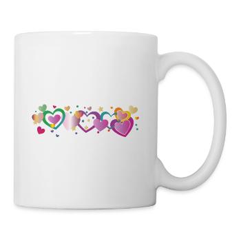 Colorful Hearts Border Design - Coffee/Tea Mug - white - Right