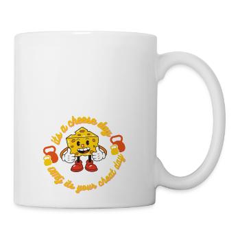 tasty mouth watering yummy extra cheese day - Coffee/Tea Mug - white - Right