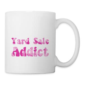 Yard Sale Addict pink camo - Coffee/Tea Mug - white - Right