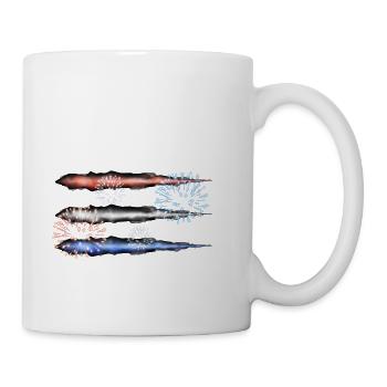 Red White and Blue Fighter Jets with Contrail and - Coffee/Tea Mug - white - Right
