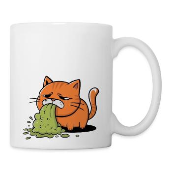 Orange Tabby Cat Puking - Coffee/Tea Mug - white - Right
