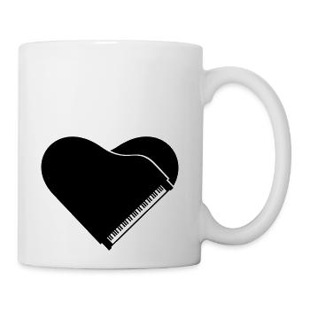 I love Grand Piano Heart Organ Keyboard Music Logo - Coffee/Tea Mug - white - Right