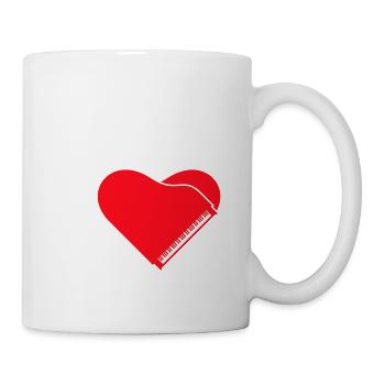 I love Grand Piano Heart Organ Keyboard Music Logo - Coffee/Tea Mug - white - Right