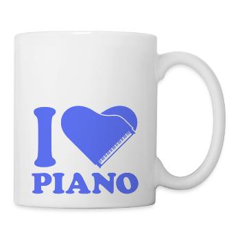 I love Grand Piano Heart Organ Keyboard Music Logo - Coffee/Tea Mug - white - Right