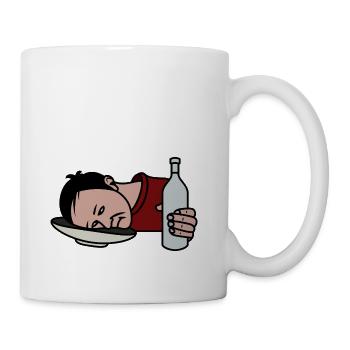 A drunk man with a bottle in his hand - Coffee/Tea Mug - white - Right