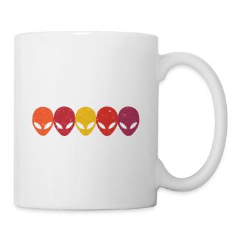 Alien Heads Faces Extraterrestrials Retro Vintage - Coffee/Tea Mug - white - Right