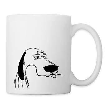 smoking dog - Coffee/Tea Mug - white - Right