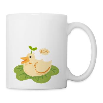 Duck Plant Cute Ducky Japan Kanji Honk Funny Pet - Coffee/Tea Mug - white - Right