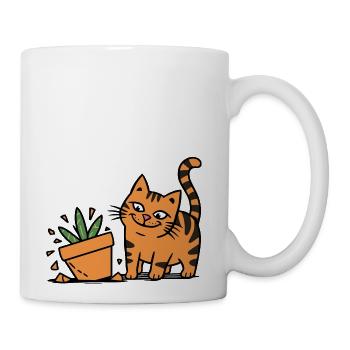 Cute Orange Tabby Staring at Plant It Knocked Over - Coffee/Tea Mug - white - Right