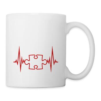 pulse heartbeat puzzle frequency part puzzle puzzl - Coffee/Tea Mug - white - Right