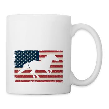 Patriotic Horse American Flag Horseback Riding - Coffee/Tea Mug - white - Right