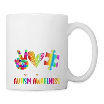 Peace Love Understand Puzzle Piece Autism - Coffee/Tea Mug - white - Right