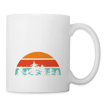 Retro-Vintage Sunset with Pine Trees - Coffee/Tea Mug - white - Right