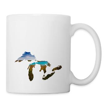 Michigan Logo with fall image - Coffee/Tea Mug - white - Right