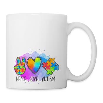 Peace Love Autism Super Cute Puzzle Pieces Autism - Coffee/Tea Mug - white - Right