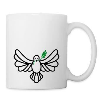 White dove green branch - Coffee/Tea Mug - white - Right