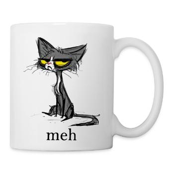 Funny Meh Cat Gift for Cat Lovers - Coffee/Tea Mug - white - Right