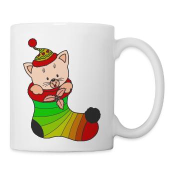 Little Cat in a Bit Sock - Coffee/Tea Mug - white - Right