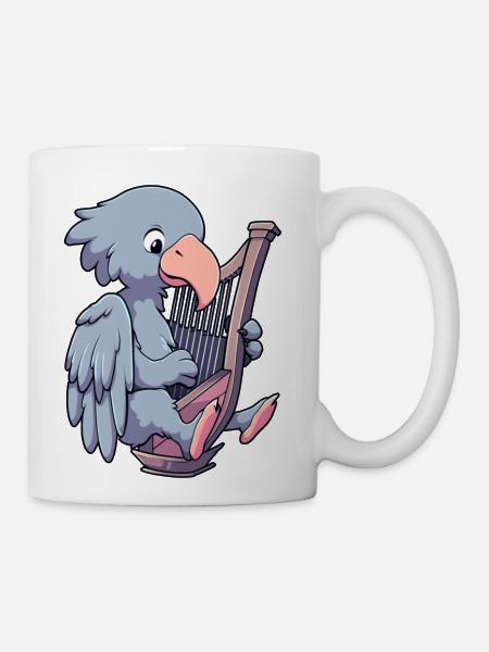 Cute Shoebill Playing A Harp - Coffee/Tea Mug - white