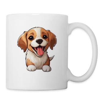 Cut dog day background - Coffee/Tea Mug - white - Right