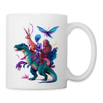 Cryptozoology Cryptid Bigfoot Jackalope Mothman - Coffee/Tea Mug - white - Right