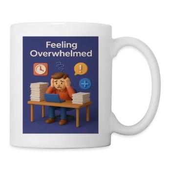 Overwhelmed Worker Emotional Art - Coffee/Tea Mug - white - Right