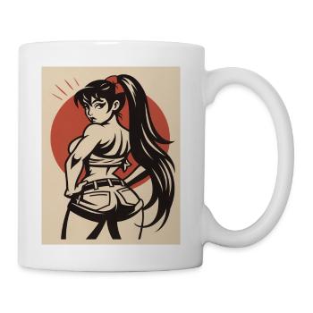 Retro Pin-Up Back View with Red Circle - Coffee/Tea Mug - white - Right