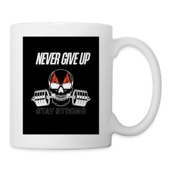 Never Give Up Skull Fitness - Coffee/Tea Mug - white - Right