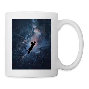 Space Cat Nebula Jump - Cosmic Feline Adventure - Coffee/Tea Mug - white - Right
