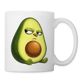 Cool avocado with sunglasses skeptical look - Coffee/Tea Mug - white - Right