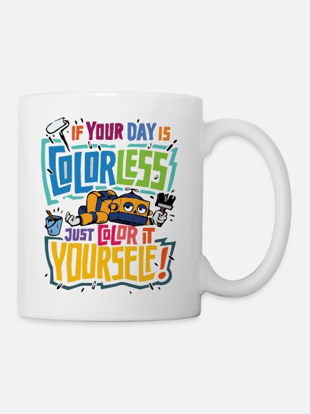 Color It Yourself Robot Quote - Coffee/Tea Mug - white