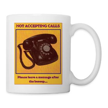 ​Not Accepting Calls - Vintage Retro Phone Introve - Coffee/Tea Mug - white - Right