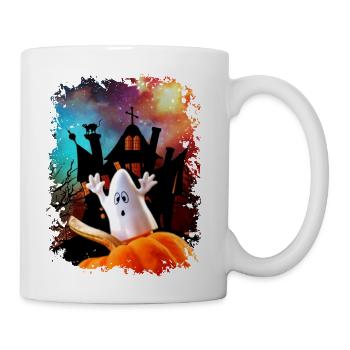Pumpkin Ghosts Over Haunted House Tshirt - Coffee/Tea Mug - white - Right